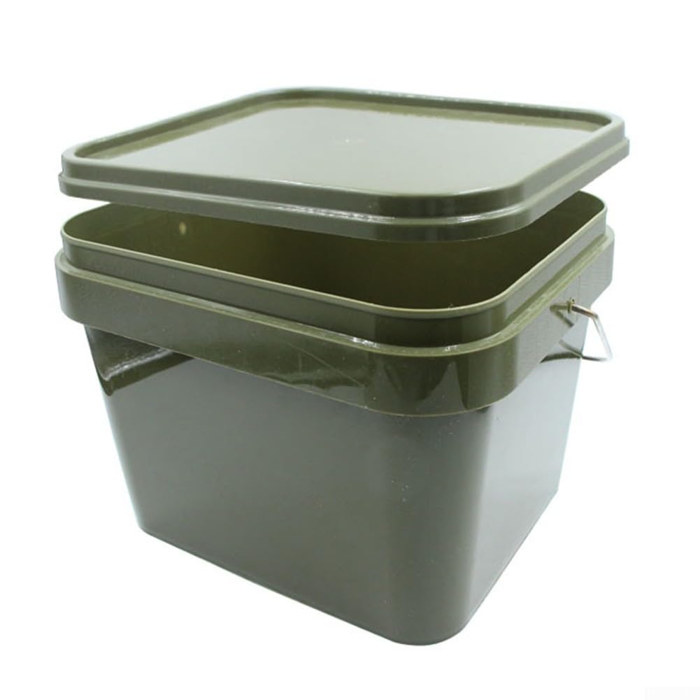 Seau à appâts de pêche à la carpe 5 L en plastique avec poignée pour pêche à la carpe en plein air stockage de matériel de pêche à la carpe vert