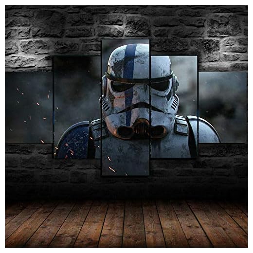 GSDFSD 5 Teilig Art Bilder Wandbild Leinwand Sturmtruppler Star Wars Movie Format Wohnzimmer Wohnung Wanddekoration Design Wand Bild Kunstdrucke Abstrakt Bilder Fertig Aufhängen