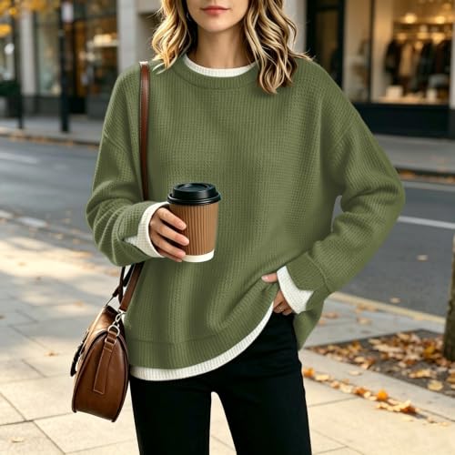 Oversized Mock Neck Sweatshirts for Women Long Sleeve Waffle Sweatshirt - image 6