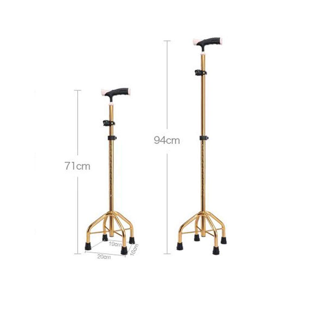Bastón de Cuatro Patas para Anciano, bastón de Cuatro Esquinas para discapacitados, Andador para Ancianos, bastón Grueso, Silla de bastón de Tubo de Acero Inoxidable, muletas Times
