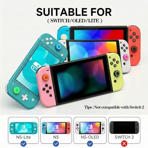 Inoostar 20PCS Optimized Silicone Thumb Grips & Joystick Caps for Nintendo Switch/OLED/Lite JoyCon Controllers Accessories | 10 Colors, Anti-Slip, Anti-Scratch & Enhanced Gaming Experience - 3