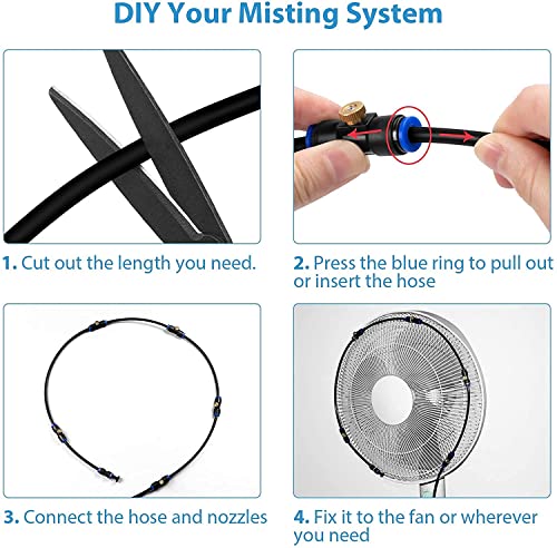 Image of Mist Cooling System, Patio Mist System DIY Irrigation System,Outdoor Misting Kits for Patio,Garden,Home Irrigation,Waterpark,Backyard Plants Spray Hose Watering Kit for Outside Greenhouse