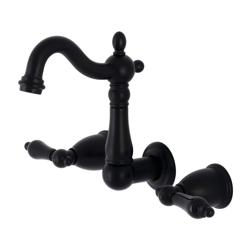 Robinet de salle de bain mural anti-traces calcaire noir mat Kingston Brass
