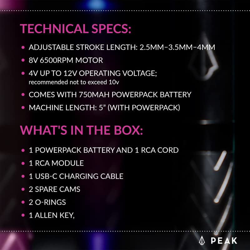 Miniatura 5 de Peak Astra - Bolígrafo para tatuaje, equipo ligero profesional para tatuajes, trazo ajustable, estilo giratorio, suministros de tatuaje profesional