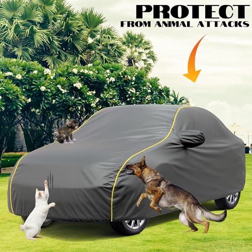 Image of Kayme Compatible with Grey Kwid Car Cover Waterproof Car Body Cover for All Weather Proof & Full Bottom Elastic, Triple Stitching with 100% Nail Proof Cover