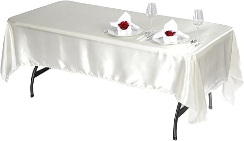 Miniatura 7 de Efavormart - Mantel rectangular de satén, 60 x 102 pulgadas, suave, oblongo, lavable, mantel decorativo de tela sedosa para bodas, fiestas,