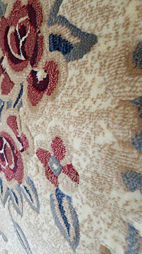 Classic Aubusson Traditional Floral Area Rug Dark Blue Red Beige Design 507 (7 Feet 9 Inch X 10 Feet) #TOP5