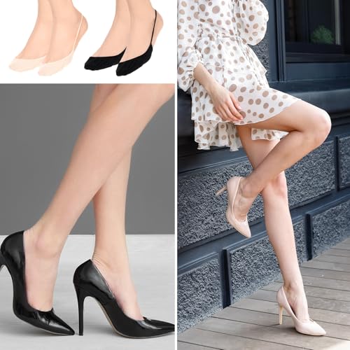 6 Pairs Toe Topper Socks for Women, Ultra Low Cut Liner Socks Women Ball of Foot Cushion Sock No Show Half Sock with Sling Back for Heels Dress Shoes3