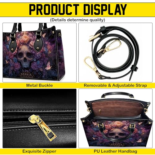 Personalized Halloween Leather Handbag – Custom Witch 3D Printing Effect Purses For Women – Spooky Gothic Shoulder Bag3