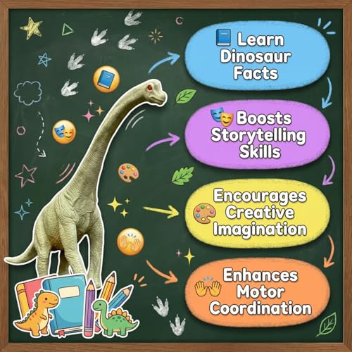 Image of ZESTHOME Big Brachiosaurus Dinosaur Toy for Kids - Realistic Large Dino Figure with Rocks & Tree | BPA-Free Non-Toxic PVC Jurassic Animal Playset for Learning (Age 3+)