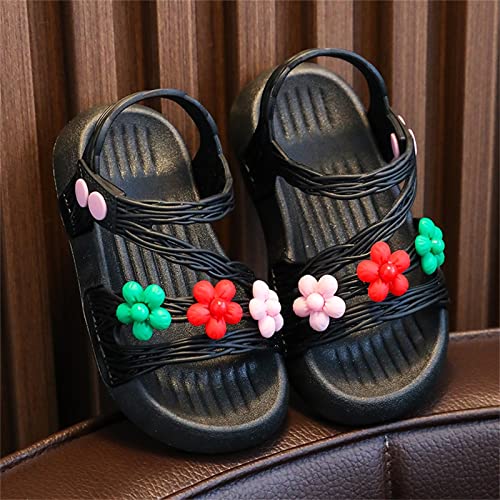 Children Shoes Summer Soft Sole Waterproof Soft Comfortable Fashion Princess Shoes Large Medium Dressy Sandals for Girls (Black, 8-9 Years Little Child)3