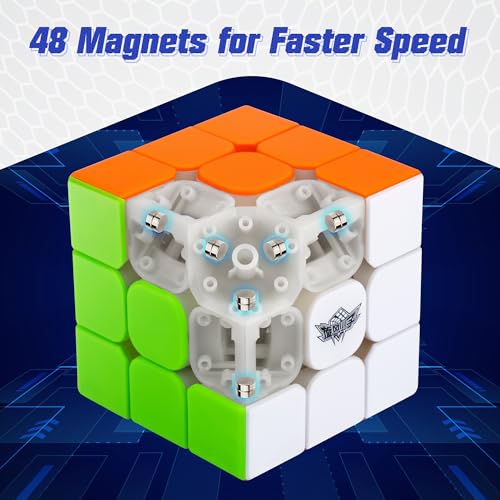 Image of D-FantiX Magnetic Speed Cube 3x3x3, Professional Stickerless Smooth Magic Cube with Magnets, Adult Brain Teaser Fidget Toys, Birthday Gifts for Kids 5-8-12, Teen Travel Activity Toy for Boys Girls