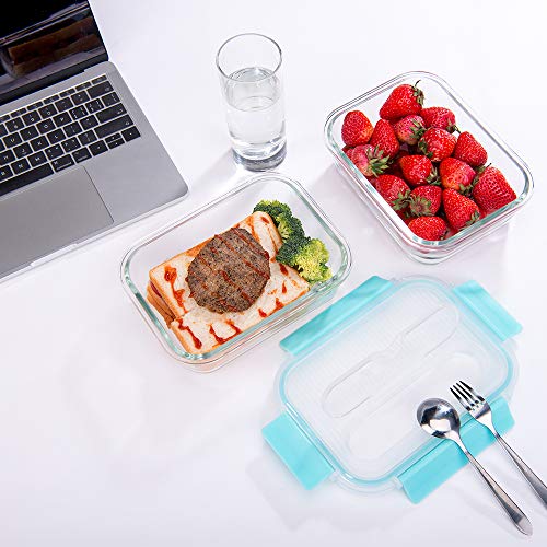 Image of [3-Pack,36 OZ]Large Glass Food Storage Containers with Locking Lids - Bento Box Glass Lunch Containers - Glass Meal Prep Containers - Glass Storage Containers with Lids - Glass Snack Containers