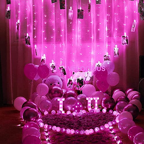 Image of LED String Light 12 Meter with 40 Pink LED Bulbs | Copper Wire Fairy Lights for Diwali Decoration, Room Decor, Balcony Decoration, Indoor Outdoor Home Decorative Lighting