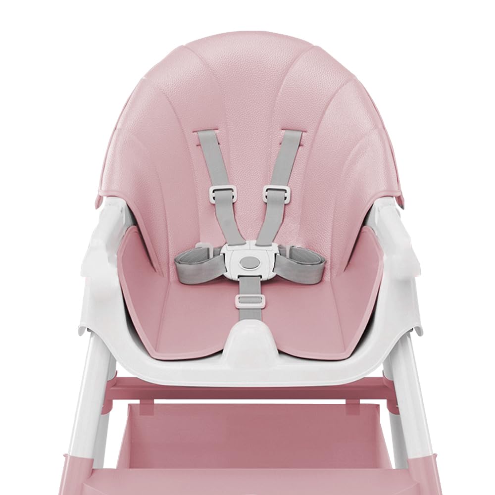 4 en 1 Chaise Haute Evolutive pour Bébés et Enfants, Chaise à Manger Confortable avec Hauteur en 2 Positions et Angles d'Inclinaison, Chaises Pliable Stable (Rose-blanc A)