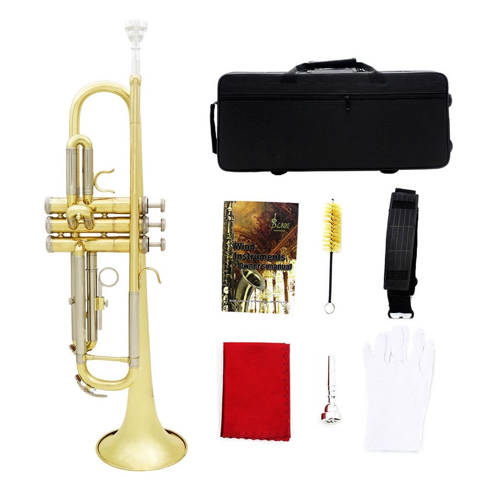 Bb Trompete Messing Gold Silber Dual Color für Anfänger Militär Band Performance Messing Instrument Trompete Kit