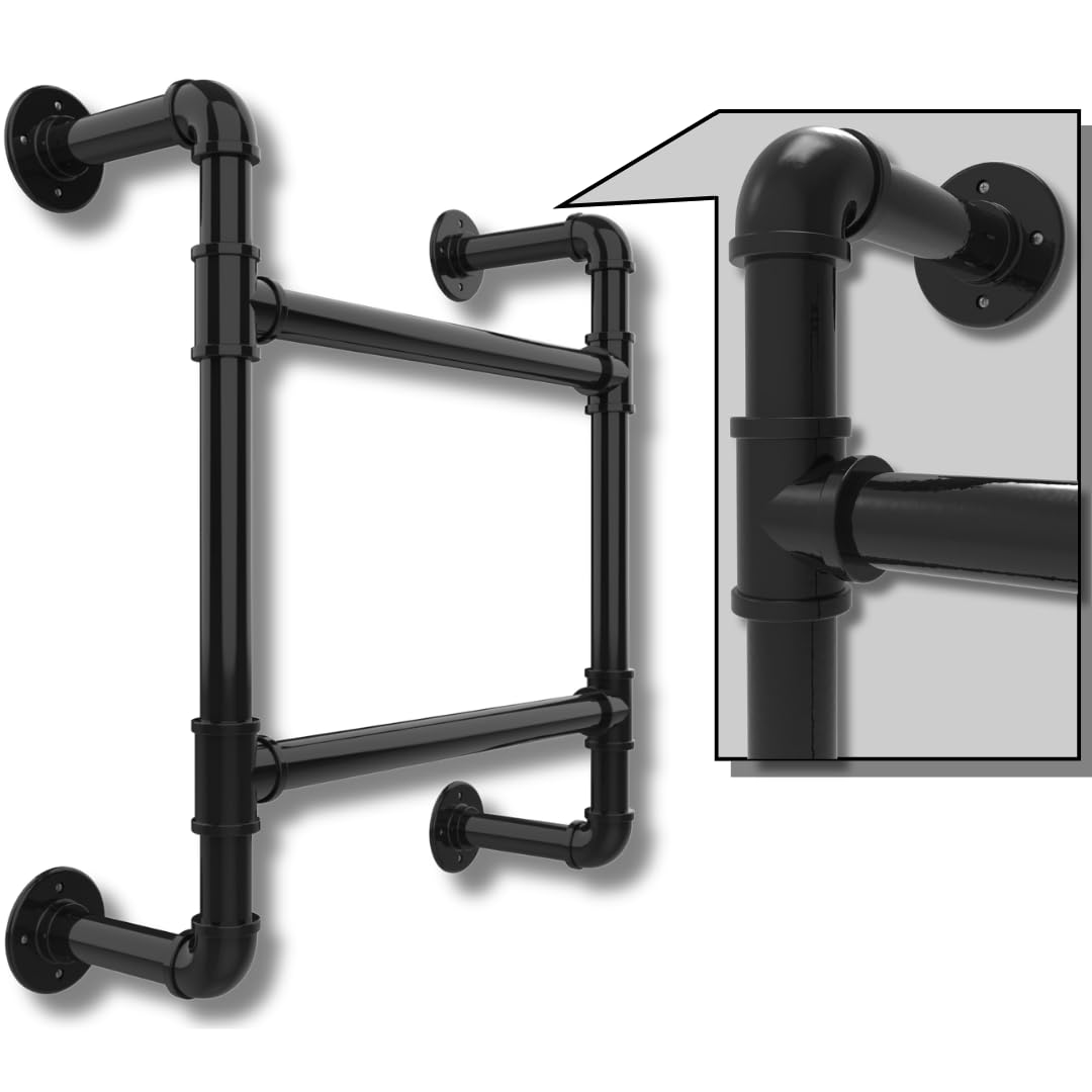 2-Step Wall-Mounted Ladder/Integrated 2-Rung Ladder Window Well Egress - Permanent Acess to the Roof, Basement, Boat, Loft or Bunk Bed - Two Step Built-in Stairs - Wall-Mounted Emergency Escape