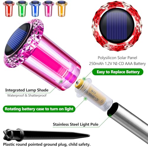 Image of DenicMic Solar Lights Outdoor 10 Pack Waterproof Color LED Outside Lights for Yard Pathway Garden