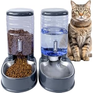 Cats Dogs Automatic Food Feeder and Water Dispenser Set 3.8L with Stainless Steel Bowl