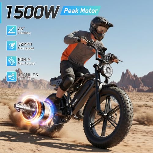 Image of TST Electric Bike for Adults 1500W Peak Motor 48V 15Ah 20 inch Fat Tire E-Bike