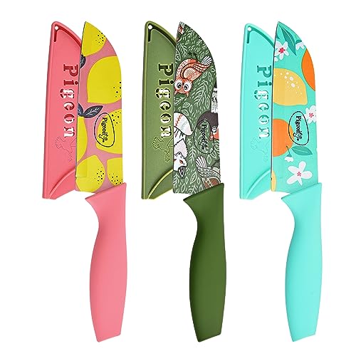 Pigeon by Stovekraft Edge Flora Stainless Steel Knife 3Pc Set | Blue, Green, Orange