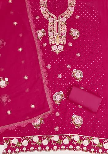 Image of Women's Georgette Embroidery Work Unstitched Dress Material