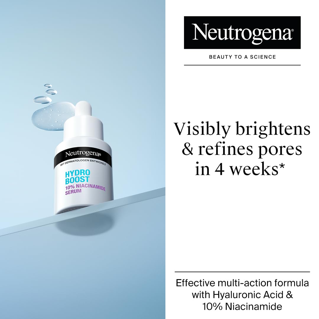 Neutrogena Hydro Boost 10% Niacinamide Serum (1 x 30ml), for Hydrated Bright, Radiant and Dewy Skin - Image 2