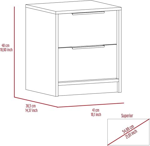 Miniatura 7 de Mesita de noche de madera, 2 cajones, mango de metal, mesita de noche moderna gris para cama, fácil montaje