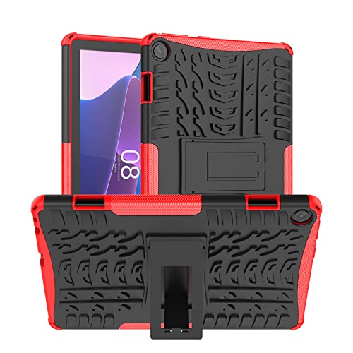 Dlahaby Funda para Lenovo Tab M10 3rd Gen 10.1 pulgadas 2022, PC duro y silicona TPU con función atril para Lenovo Tab M10 (3ª generación) TB-328FU/TB-328XU Tablet, rojo