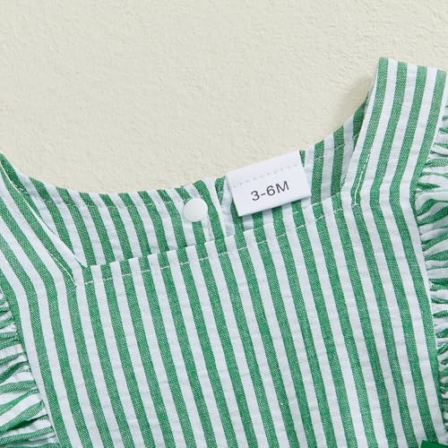 Newborn Baby Girl Fall Outfit Striped Ruffle Long Sleeve Romper Bodysuit Smocked Bubble Clothes3