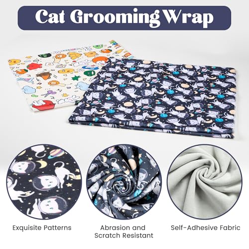 Image of 21.7'' Cat Wrap for Cutting Nails, Cat Restraint for Nail Clipping, Cat Swaddle Wrap for Adult Cats, Cat Burrito Wrap Can Be Applied to Cat Nail Trimming, Large, Within 6lbs