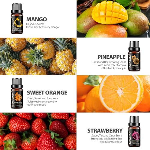 MAYJAM Juego De Aceite Perfumado De Fruta 8 X 10 Ml, Aceritas Fragantes Para Aceite Esencial Difusor - Naranja Dulce, Fresa, Mango, PiñA, Papaya, Lima, Pratano, Malacuya - imagen 3