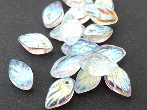 30 perline a forma di foglia, in vetro ceco, da 11...