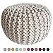 Produktbild Strickhocker Pouf Sitzpouf Sitzpuff Bodenkissen Sitzhocker rund Pouf Strick Sitzgelegenheit Grobstrick-Optik Ø 45 cm Höhe 30 cm Farbe Natur - wollweiß