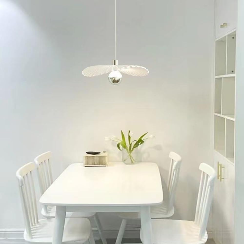 Suspension Moderne En Résine Blanche, Lampe Suspendue Led Chromée