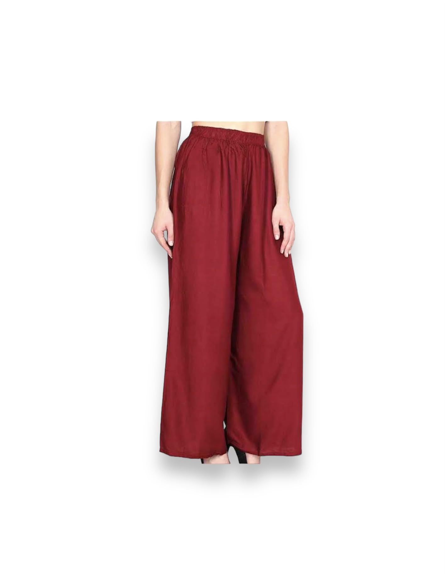ONLEGS Rayon Plazzo Pant for Womens (JUMBOO, Maroon)
