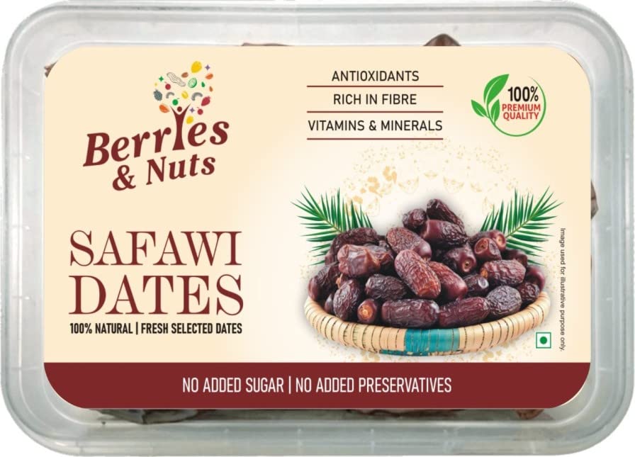 Image of Berries And Nuts Premium Jumbo Hand Picked Fresh Safavi Dates|Kalmi Dates, Safawi Dates|1 Kg|2 Box Of 500 Grams