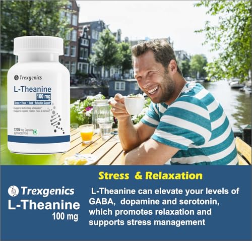 Image of Trexgenics L-THEANINE 100 mg Stress, Focus, Mood, Relaxation Support (120 Veg Capsules)