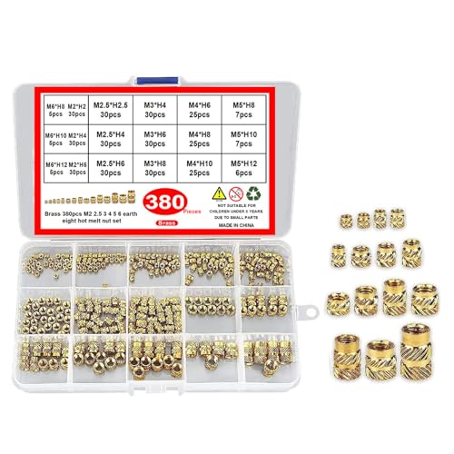 Insert en laiton M2-M6 pour impression 3D lot de 380 filetages molete