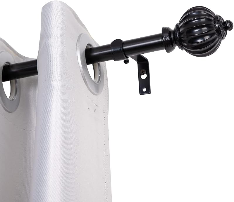 UTOPIA ALLEY Barra de cortina montada en la pared de 3/4 pulgadas – Barras de cortina para ventanas de 48 a 86 pulgadas, barras de cortinas ajustables, barras de cortina negras, postes de tapiz (negro, 48 a 86 pulgadas)