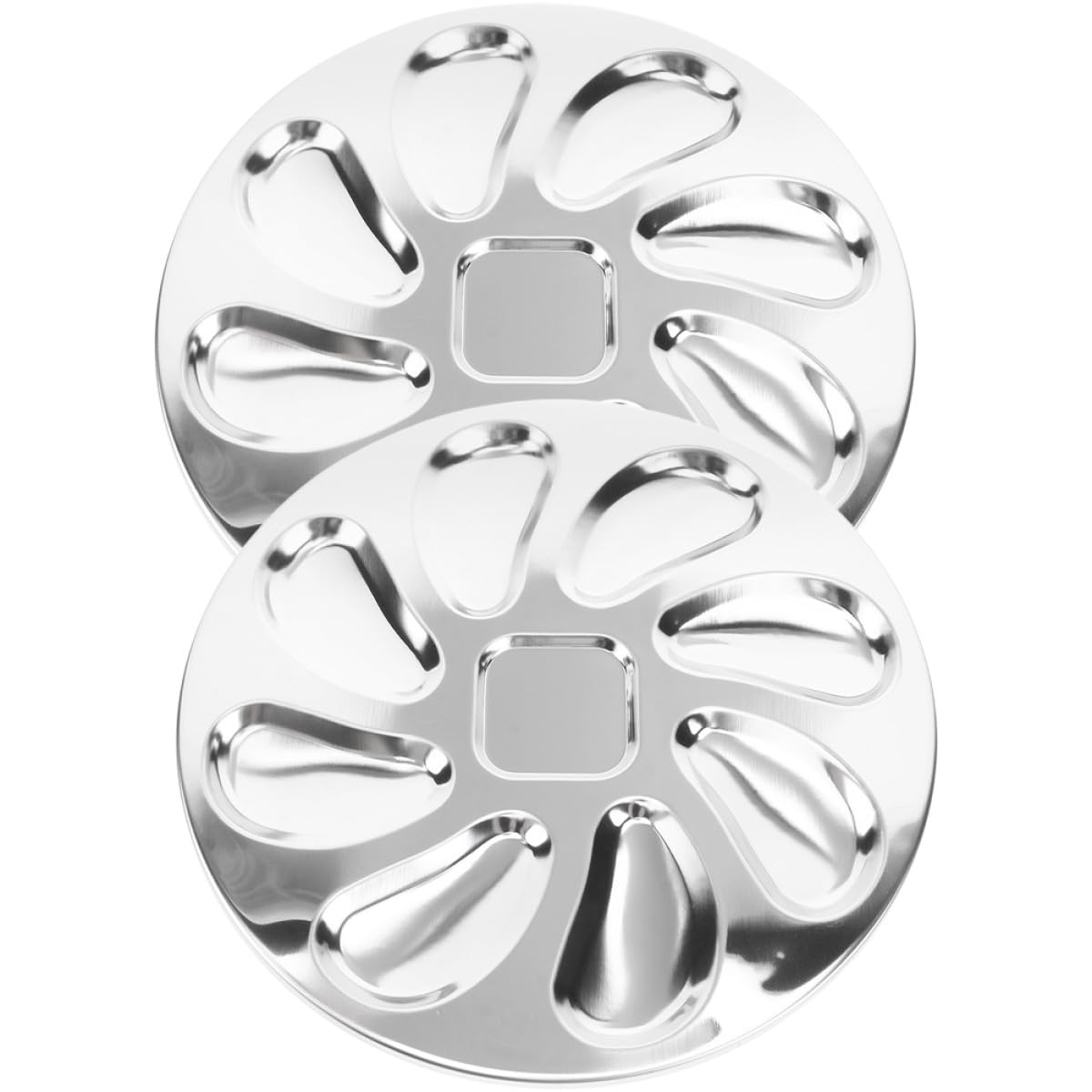 BESPORTBLE Vassoio per Ostriche in Acciaio Acciaio 2 Pezzi Piatto da Portata Multifunzione Porta Salsa Resistente all’Usura per Uso Domestico e Ristoranti Accessorio Cucina per Molluschi