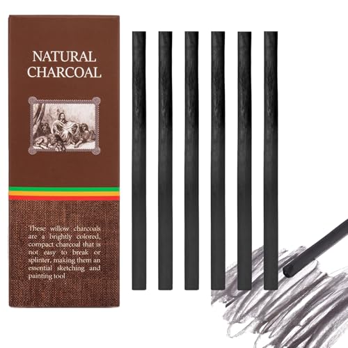 Cosyhav 6pcs Charcoal Sticks, 7-9mm Black Willow Charcoal, Charcoal Art for Students Hobbyists and Artists