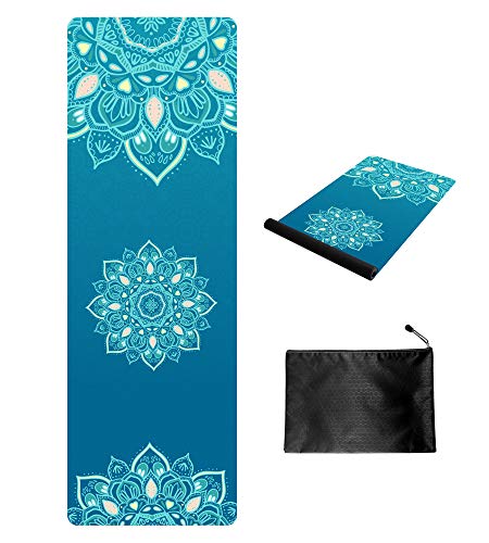 Keolorn Printed Non Slip Suede Rubber Yoga Mats Exercise & Fitness Mat for All Types of Yoga, Pilates & Floor Workouts