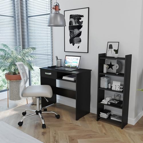 Oficina, Home escritorio y librero Marca MADERKIT (2)