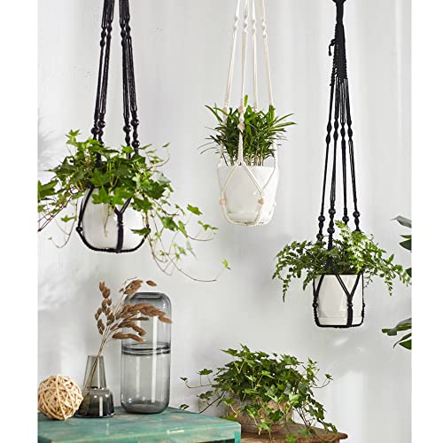 Protitous Macrame Plant Hangers Indoor Macrame Hanging Planters For Indoor Plants - 7 Pack Hanging Plant Holders Indoor Hanging, Handmade Plant Hangers For Indoor Plant Hanger, Boho Home Decor Black #TOP2