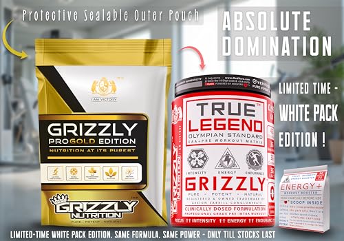 Image of Grizzly Nutrition True Legend Olympian Grade 450 Grams+30Gr Energy Caffeine Pack Pre Workout Powder Supplement for Men & Women, Focus & Muscle Pump Formula with L-Citrulline, Beta Alanine, Creatine & Caffeine Pack, Citrulline, Theanine, EAA +21 Power Boosters, Watermelon Tequila, Lab Researched Formula