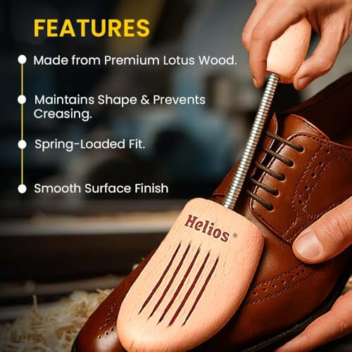 Image of Helios Men Shoe Tree | Lotus Wooden Shoe Shaper | Anti-Wrinkle Shoes Stretcher | Wooden Shoe Tree for Men 2-Piece Set