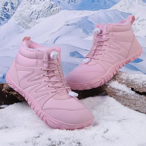 Image of Men's and Women's Barefoot Hiking Boots | Zero Drop Winter Snow Boots with Wide Toe Box | Slip-On Waterproof Ankle Booties | Minimalist Five-Finger Sneakers for Outdoor Hiking and Walking