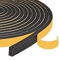 Weather Stripping for Doors 2 Rolls 1/2" W X 1/4" T, Black Foam Seal Tape for Sliding Door Jamb, Front Door Frame Windows Insulation, 26 Ft Length (2 X 13 Ft Each)