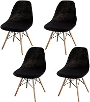 Vista 6 de Fundas elásticas para silla de terciopelo de mediados de siglo, modernas para sillas, sin brazos, para cocina, comedor, sala de estar (café, 4)
